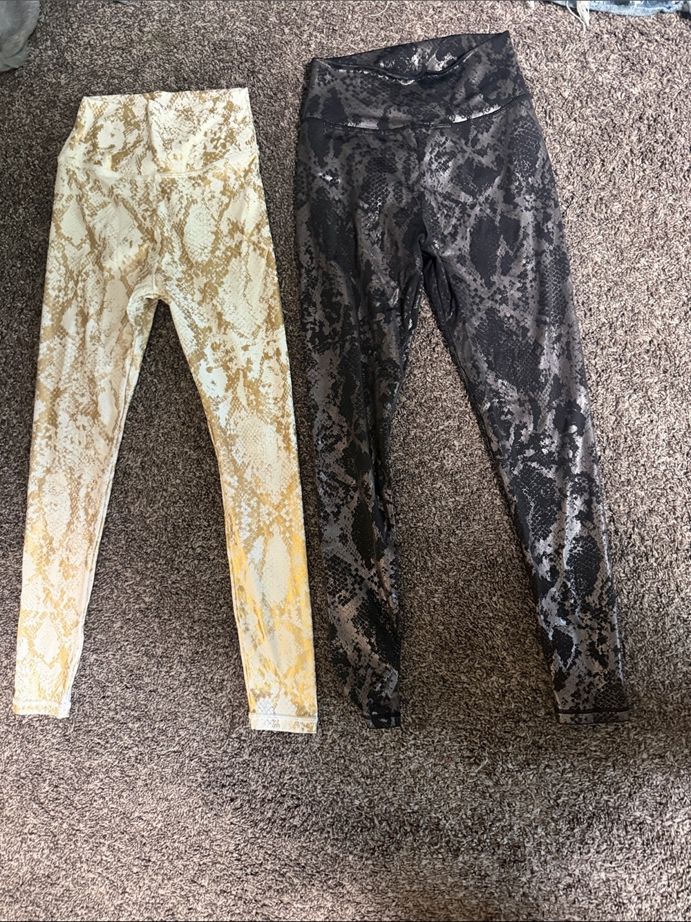 Astoria High-Rise Snake-Print Leggings - gold & Black